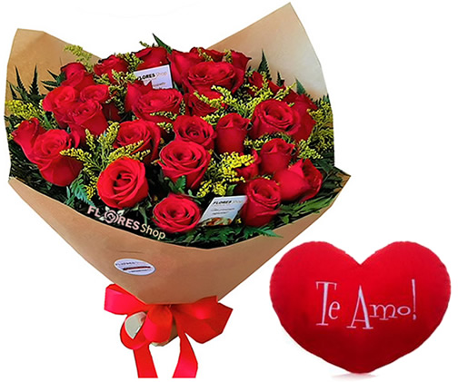 3166 Mozão Buquê com 40 rosas + Coração