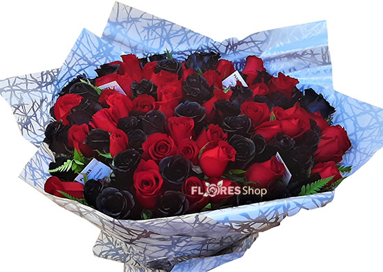 3338 Buquê com 100 Rosas Vermelhas e Negras