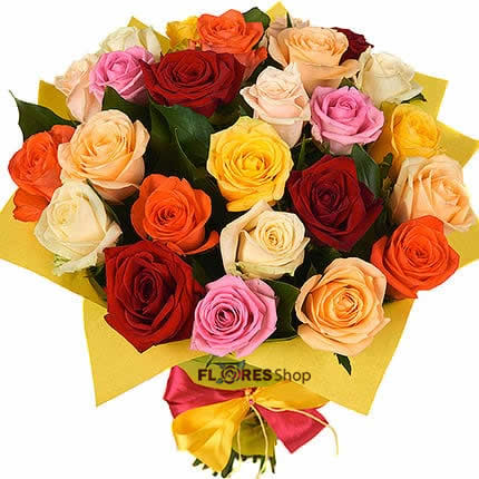 Multicolor Buquê com rosas coloridas